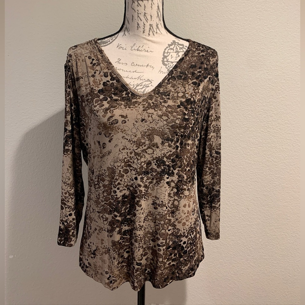 Chico's Brown Abstract Women's Blouse - Picture 1 of 9